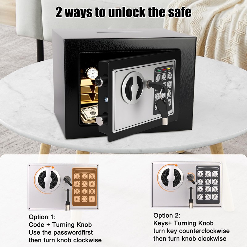 MAESTON Mini Electronic Safe Box with Digital Keypad & Keys,