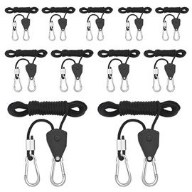 QMofeixiaodianQ Pack of 11 Rope Ratchet with Hooks Adjustable Rope Ratchet Hanger Ratchet Rope Adjustable Rope Hook Tent Tensioner with Ratchet 1/8 Inch Ratchet Rope for Plant Fan