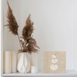 YQDEJ Boho Fall Pumpkin Decor, Fall Wooden Signs, Rustic Neutral Fall Pumpkin Autumn Harvest Thanksgiving Wooden Box Sign for Desk Table Shelf Decor, Fall Signs for Home Decor, 5x5 Inches