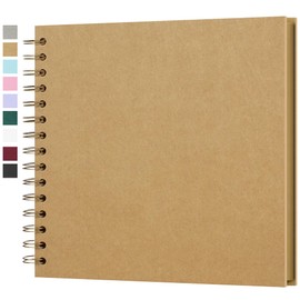 Yopih 8 x 8 Inch Hardcover Kraft Blank Page DIY Scrapbook Photo Album, 40 Pages (20 Sheets) - for Wedding Anniversaries, Family Memories, and Small Scrapbooking Projects