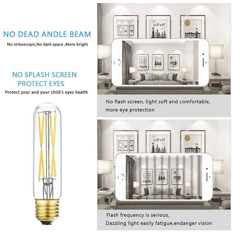 T10 Led Bulb, 8W Dimmable Led Tubular Bulbs, 75-100 Watt