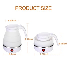 1.2 Liter -White Travel Collapsible Electric Kettle Boils Water Fast, Small Size, Large Capacity, Easy to Fold and Store, Food Grade Silicone Small Tea Kettle
