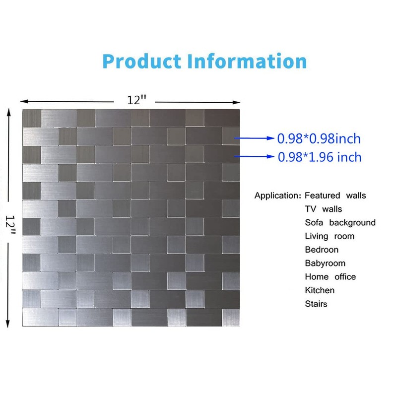 YMMXGE 10-Sheet Peel and Stick Backsplash Tile，Self-Adhesive Metal Sticker ，