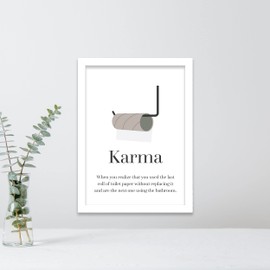 Printers Mews Karma A4 Print in White Frame Loo Wall Art Toilet Sign 24.5 X 33cm (9.6x13inch)