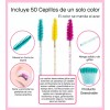 100 Microbrush+ 50 Cepillos Glitter+ 8 Cintas Lash Pestañas Rosa
