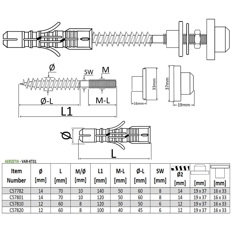 AERZETIX - C57801 - Set of wall mounting for sanitary
