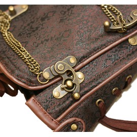 bslingerie® Gothic Punk Heavy Duty Brown Faux Leather Steel Boned Underbust Corset (XXL, Brown)