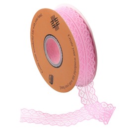 PATIKIL 50 Yards Lace Trim Ribbon, 1.2 Inch Wide Wedding Ribbon Lace Gift Wrapping Ribbon for Floral DIY Crafts Sewing Birthday Party, Light Pink