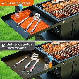 Silicone Griddle Tools Mat for Blackstone,Spatula Mat with Drip Pad Grill Mat,Side Shelf Mat for Blackstone Food Grade Grill BBQ Caddy Utensils Holder for Multiple BBQ Grill Tools