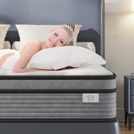 Yaak Twin Mattress 12 Inch, Hybrid Single Mattress in a Box, Individual Pocket Spring Twin Bed Mattress with Breathable Memory Foam, Pressure Relief, Medium Firm Twin Size Mattress 75"x39"x12"