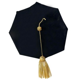 Doctoral Tam with Gold Bullion Tassel Unisex Black Velvet 8 Sided Graduation Tam One Size