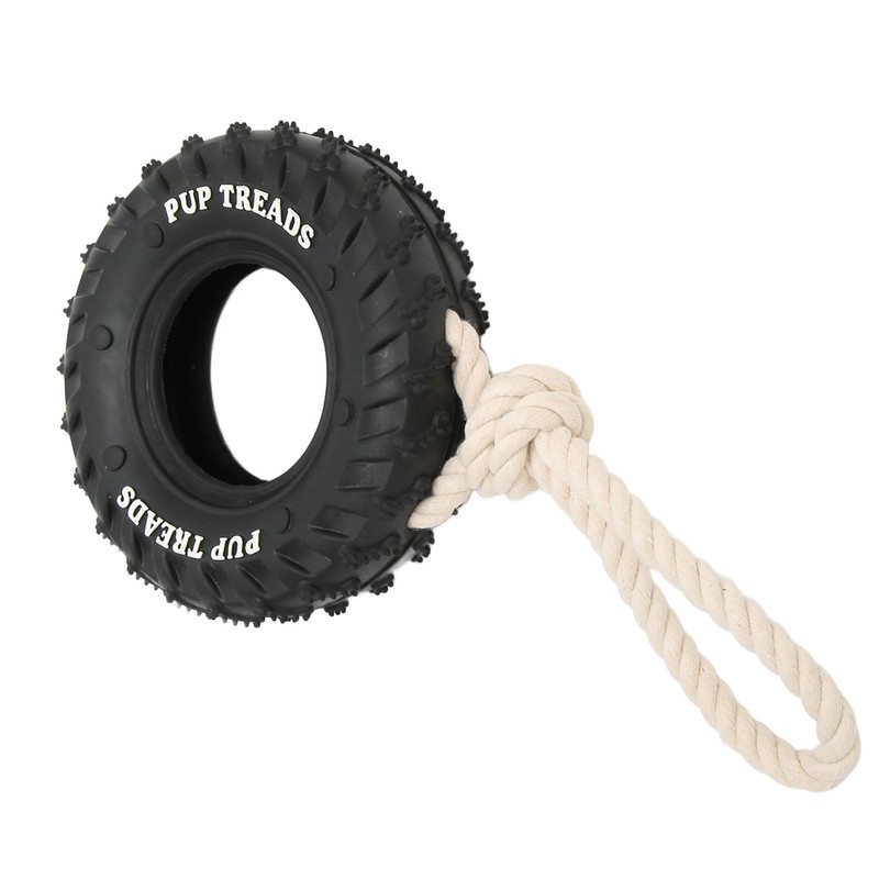 Dog Tire Chewing Toy Bite Resistant Treat Dispensing Rubber Aggressive