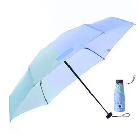 RUMBRELLA Mini Umbrella With Teflon Purse and 99% UV Protection for Travel - Green Blue