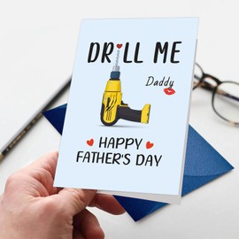HEYINSHEN Drill Me Daddy Funny Happy Fathers Day Card for Husband Boyfriend Him Dilf Fathers Day Card Naughty Fathers Day Cards From Wife Girlfriend Naughty Gifts for Husband
