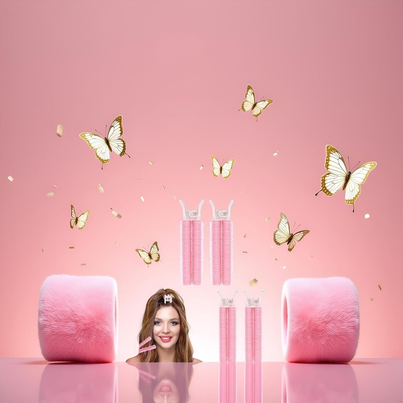 4Pcs Pink Portable Hair Volume Clip, Hair Rollers with Clip,