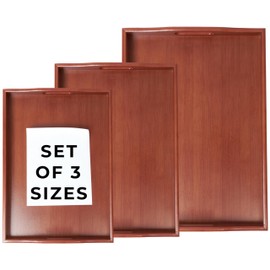 Prosumers Choice Wooden Tray - Dark Wood Serving Trays with Handles - Nesting Design for Space Saving - Wooden Serving Tray for Food, Drinks, Snacks - Set of 3