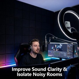 18 Pack Black Acoustic Panels 12"X12"X 0.4"Sound Absorbing Panel Wall Decoration Soundproof Wall Panels High-Density Sound Deadening Panels Acoustic Treatment Panel for Home Studio