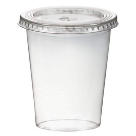 VEPATIM Smoothies Cups with Lid with Slot 300 ml Diameter 95 mm PET Crystal Clear Pack of 50