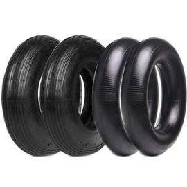 (2-Set) AR-PRO 4.80/4.00-8" Tire and Inner Tube Set - Universal Replacement Tires and Inner Tubes with 15.5" Outer Tire Diameter and 4.80" Tire Width - Fits on Dollies, Trolleys, Wagons, and More