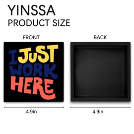 YINSSA Office Decor Gifts For Coworkers Women Men I Just Work Here Wooden Box Sign Funny Office cubicle Accessories Desk Decor Sign For Office Desk Decorations Work Anniversary Present
