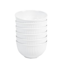 4.6" White 100% Melamine streaks Bowl SET 6– 13.8 OZ Capacity, non-friable,Durable Tableware for Everyday Use