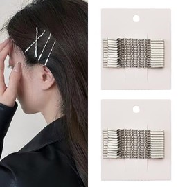 Styling Bobby Pins for Buns Thick Thin Hair Silver Metal Twisted Hair Pins for Women Girls Hairpins Hair Barrettes Bobbi Pins Clear U Shaped French Hair Pin Clips for Hair Grip 24 Count