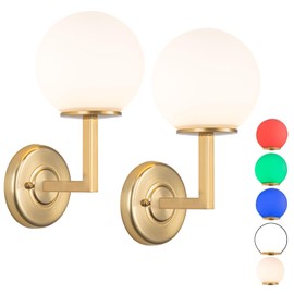 jengush Battery Operated Wall Sconce Set of 2, Wall Light Wireless Easy to Install Remote Control, Dimmable and Adjustable Sconces Wall Decor, Rechargeable Wall Lamp for Bedroom, Living Room(Gold)