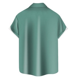 QIVICIMA Men's Retro Bowling Shirts 50s Rockabilly Style Button Down Shirts Vintage Style Camp Shirt B Five Cat M