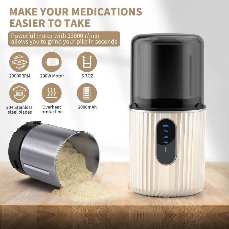 AUSSNICE Cordless Electric Pill Crusher Grinder - Pill Cutters for