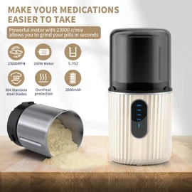 AUSSNICE Cordless Electric Pill Crusher Grinder - Pill Cutters for Small or Large Pills and Vitamin Tablets to Fine Powder - Electronic Pill Pulverizer - Removable Grinding Cup for Easy Cleaning
