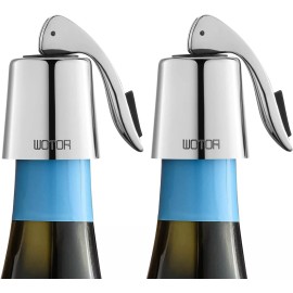 WOTOR Stainless Steel Wine Bottle Stoppers with Silicone - Reusable Silver-2