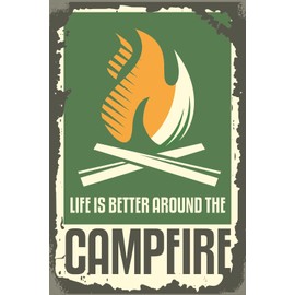 DekoNo7 Vintage Sign Life is Better Around The Campfire Tin Sign 30 x 20 cm