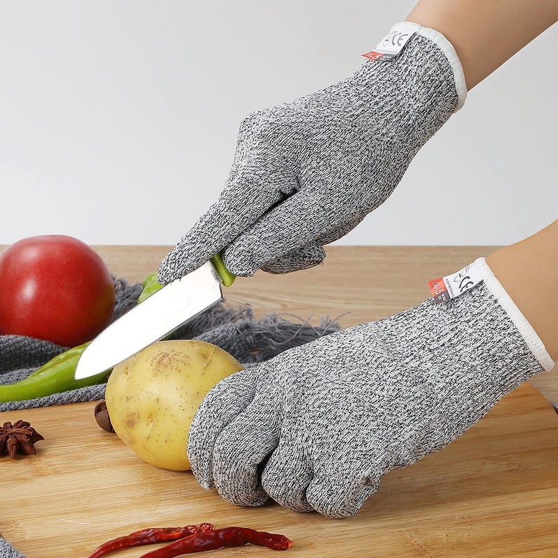RUFCRIL 3 Pairs Cut Resistant Gloves Food Grade, LEVEL 5