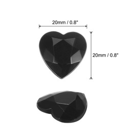 sourcing map 40 Pcs Acrylic Heart Rhinestone 20mm Flat Back Plastic Gems Jewelry Stickers for Craft Bead Face Painting Costume Jewelry Making Black