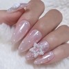 Angel pink handmade nail tips satin transparent shine - short