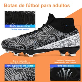 Bulamall Zapatos de Fútbol para Hombre Profesionales Zapatillas de Deporte Adulta Tacos de Fútbol para Entrenar al Aire Libre Atletismo Interiores Exteriores