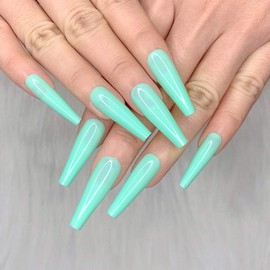 Artquee 24pcs Pure Color Ballerina Long Coffin Glossy Fake Nails Press on Nail False Tips Manicure for Women (CB-16)