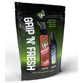 gloveglu Mega 'N' Fresh Bundle. Contains gloveglu MEGAgrip Goalkeeper Grip Spray + Glove Fresh Spray