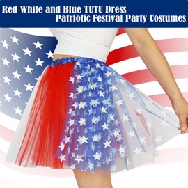 DMLBC 4th of July Tutu Red White and Blue Tutu for Adult Independence Day Costume USA Women Plus Size Star Tutus
