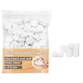 120 Compressed Towel Tablets Disposable Portable Face Towels Coin Tissue for Travel Camping Hiking Sports Beauty Salon Business Trip Home Hand Wipes Outdoor Activities