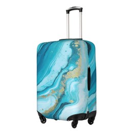 Guiteinyi Turquoise Sea Wave Luggage Cover for Suitcase Elastic Non Scratch Travel Protector Travel Washable Suitcase Cover Fits 18-32 Inch Luggage