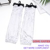 GEMILY Fingerless Rave Gloves Opera Sequin Gloves for Women(Silver)