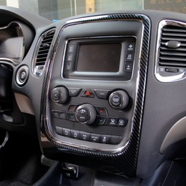 crosselec Carbon Fiber Interior GPS Navigation Panel Frame Cover Trim for Dodge Durango 2014-2020