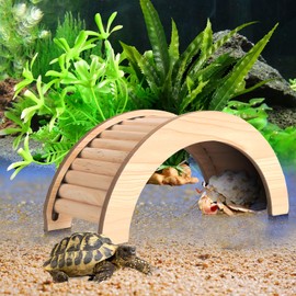 1 Pack Hermit Crabs Climbing Bridge, Wooden Hermit Crab Hideout, Aquarium Tank Accessory Small Animals Cage Accessory, (Size: Medium)