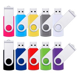 (NO 128 GB) Unidad flash USB 2.0 de 128 MB, paquete de 10 unidades de memoria giratoria en blanco Pnstaw unidad de pulgar a granel para almacenamiento de datos, intercambio de archivos (10 unidades