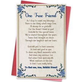 hvdler Poem Heartfelt Friendship Card, Thank You Card for One True Friend, Friendship Birthday Card for Bestie Sister Brother