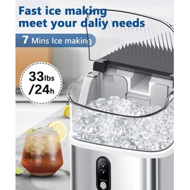 Stainless Steel Ice Maker Countertop, 10,000pcs/33lb