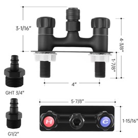 RV Camper Shower Faucet Valve with Exterior Quick Connect Shower Sprayer Hose Replacement 4 inch Brass Matte Black