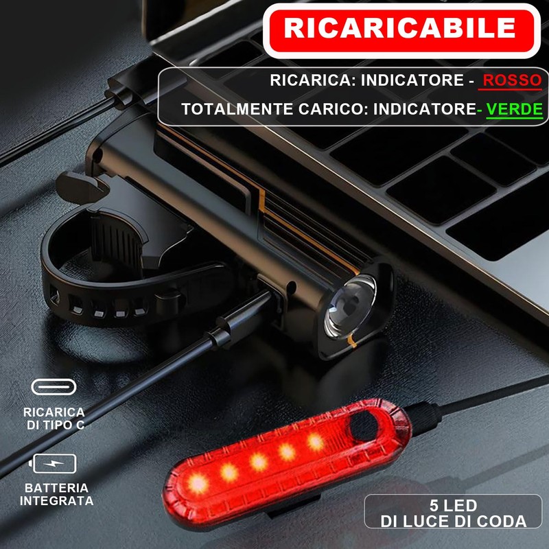 EBUYFIRE Luci Bicicletta Led con Sensori di Luce e Display