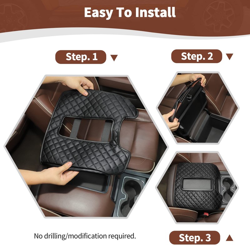 RT-TCZ Center Console Cover Armrest Pad PU Leather for Chevy